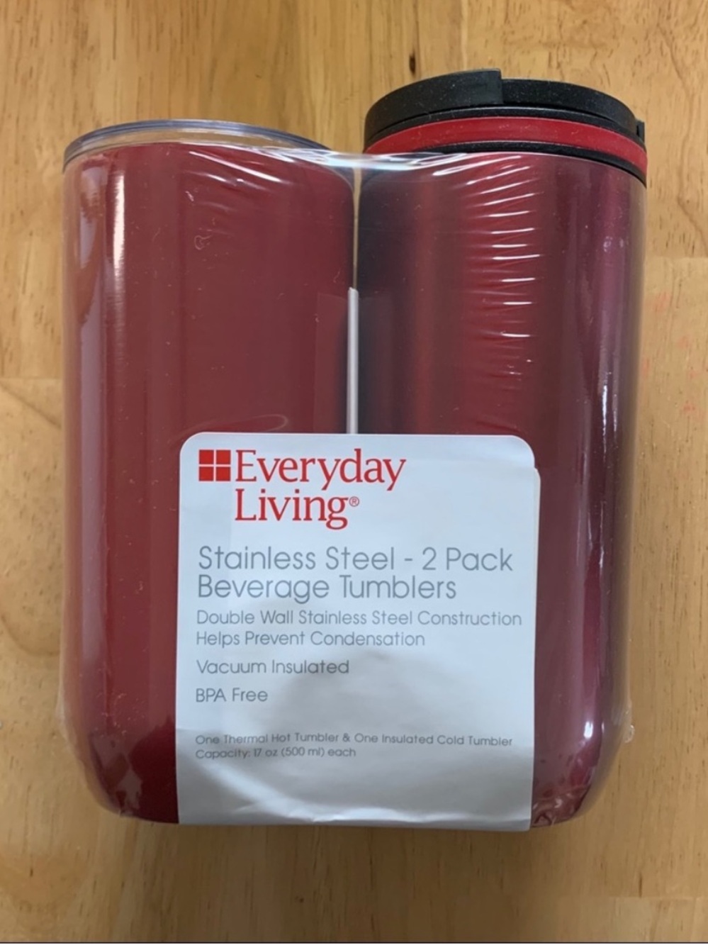 Red Stainless Steel 2-Pack Beverage Tumblers